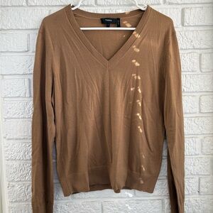 Theory Women's Brown V-Neck Sweater